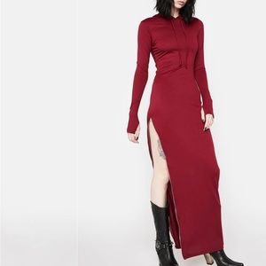 Dolls Kill super sexy goth jersey zip up side zipper burgundy sz L